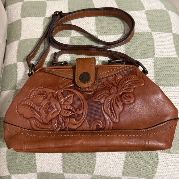 boc Handbags - B.O.C. Born Concept Brown Leather Embossed Handbag Crossbody or Handbag